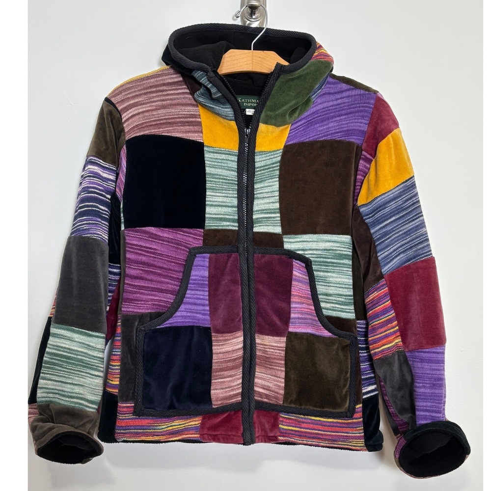 Kathmandu Imports Womens Patchwork Hoodie Jacket M Indie Grunge Boho Eclectic